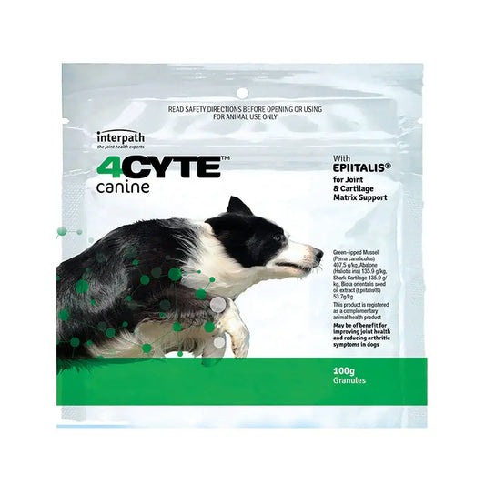 4CYTE arthritis joint health granules for dogs and cats, 3.53oz (100g), supports joint repair and mobility, product packaging, no prescription needed