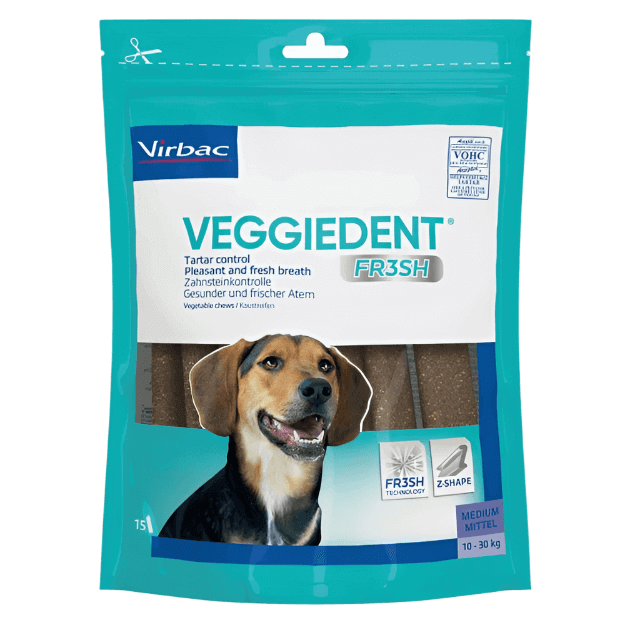 Virbac Veggiedent FR3SH tartar control chews for medium dogs 22-66 lbs.