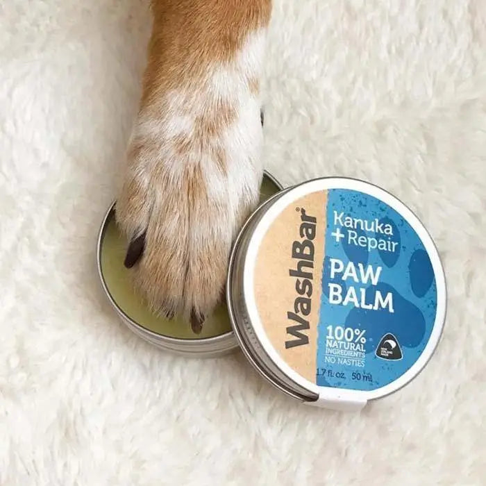 Natural balm for dog paws, hard wearing to repair made in new zealand