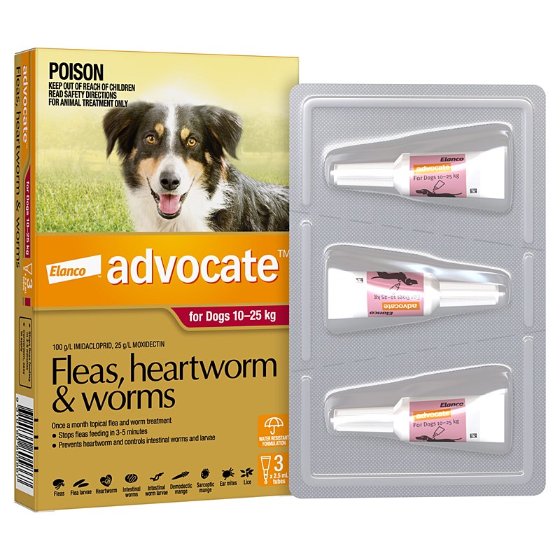 Advantage Multi Spot On flea, and worm treatment for medium dogs (22-55 lbs), no rx needed in product box