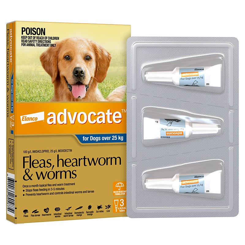 Advocate Advantage Multi flea and worm treatment for large dogs over 55 lbs, red packaging, no RX needed