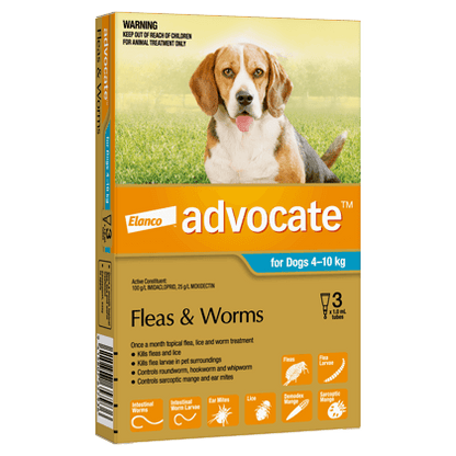 Advocate Advantage Multi flea and worm spot-on for small dogs (8.8-22 lbs), product packaging, no vet prescription